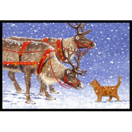 Carolines Treasures Carolines Treasures ASA2174MAT Reindeer & Cat Indoor or Outdoor Mat; 18 x 27 ASA2174MAT